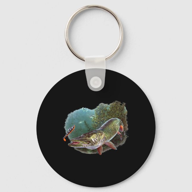 Llavero Muskie Hunter Musky Fisherman Fly Fishing Lure Nov (Anverso)