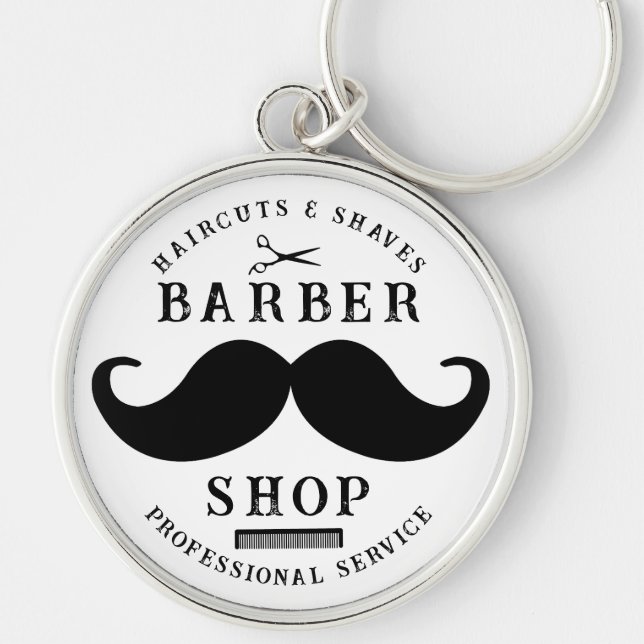 Llavero Mustache Barber Shop Moderno Hairstylist Barbersho (Frente)