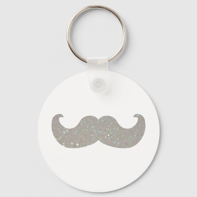 Llavero Mustache blanco (gráfico falso Purpurina) (Anverso)
