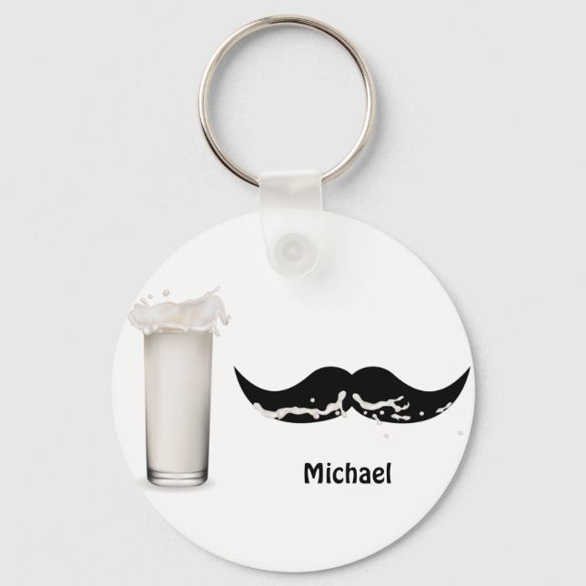 Llavero Mustache de leche personalizado (Anverso)