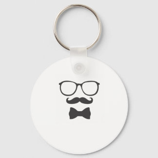 Llavero Mustache Hipster Bowtie Glass
