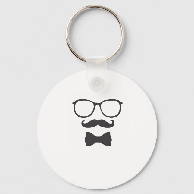 Llavero Mustache Hipster Bowtie Glass (Anverso)
