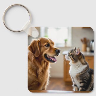 Llavero Muy hermoso diseño de gato y perro en