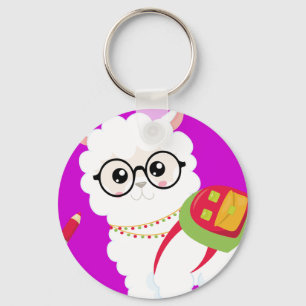 Llavero Muy lindo l Llama con mochila rosa