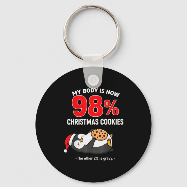 Llavero My Body Is 98% Christmas Cookies Funny Penguin Paj (Anverso)