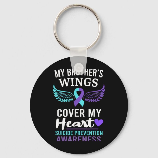 Llavero My Brothers Wings Cover Heart Suicide Awareness R  (Anverso)