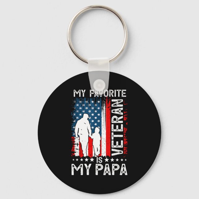 Llavero My Favorite Veteran Is My Papa Grandpa Thank You V (Anverso)
