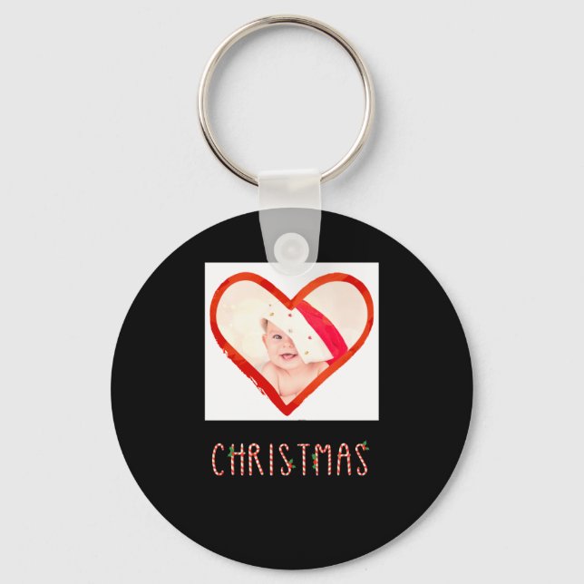 Llavero My First Christmas As Mom Love Heart Baby Photo  (Anverso)