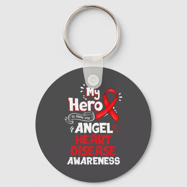 Llavero My Hero Is Now My Angel Heart Disease Awareness  (Anverso)