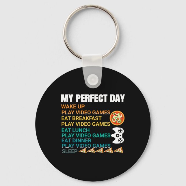 Llavero My Perfect Day Pizza Video Games Gamer Controller  (Anverso)