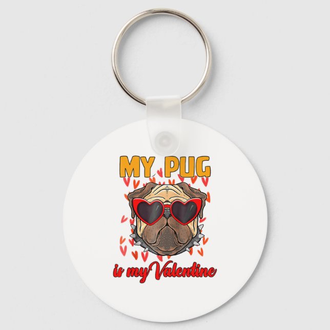 Llavero My Pug In My Valentine Cute Valentineu2019s Day Pe (Anverso)