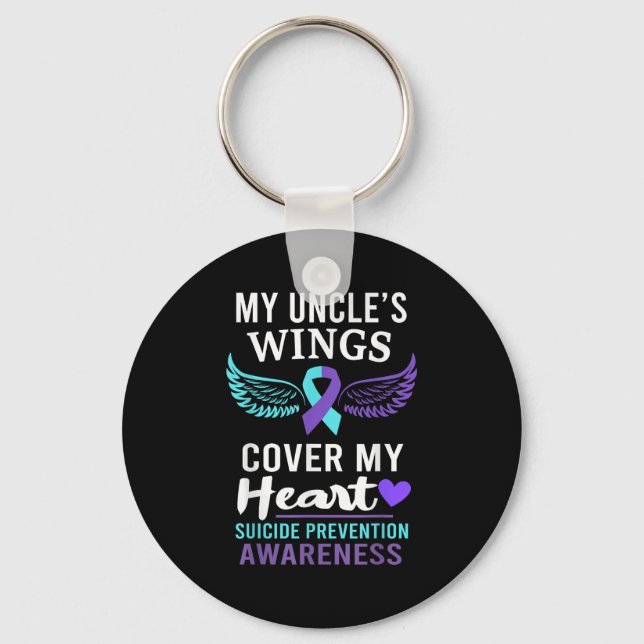 Llavero My Uncle's Wings Cover Heart Suicide Awareness Rib (Anverso)