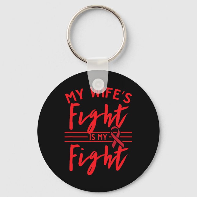 Llavero My Wife's Fight Is My Fight Blood Cancer Awareness (Anverso)