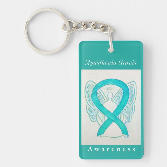 Llavero Myasthenia Gravis Awareness Ribbon Angel Keychain (Frente)