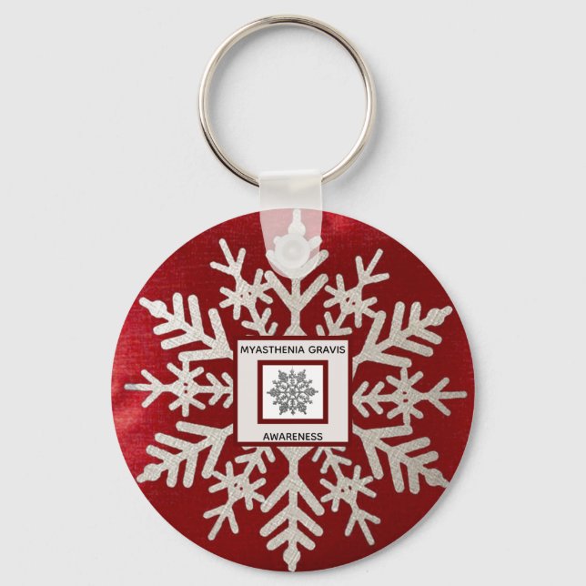 Llavero Myasthenia Gravis Red Snowflake Awareness Keychain (Anverso)