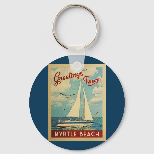 Llavero Myrtle Beach Sailboat Vintage Travel SC (Anverso)