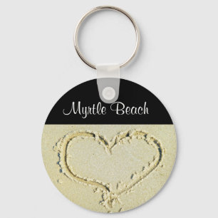 Llavero Myrtle Beach SC Corazón en una llave de arena