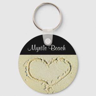 Llavero Myrtle Beach SC Heart en una cadena de claves de a