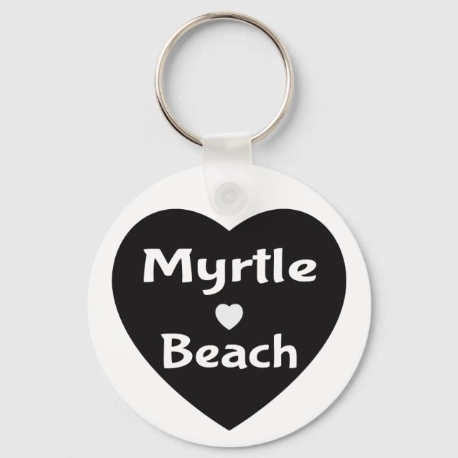 Llavero Myrtle Beach South Carolina Heart Black Keychain (Anverso)