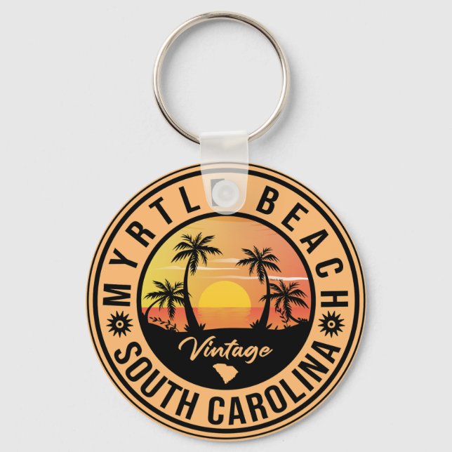 Llavero Myrtle Beach South Carolina Retro Sunset Souvenir (Anverso)