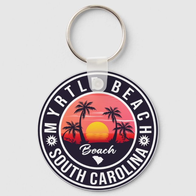 Llavero Myrtle Beach South Carolina Retro Sunset Souvenir (Anverso)