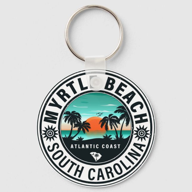 Llavero Myrtle Beach South Carolina Retro Sunset Souvenirs (Anverso)