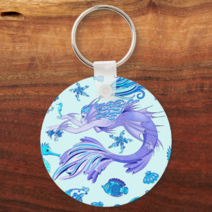 Llavero Mystic Mermaid Fairy Purple Creple Ceramic Tile