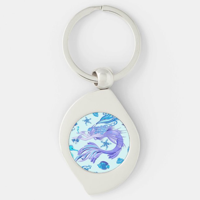 Llavero Mystic Mermaid Fairy Purple Creple Ceramic Tile (Anverso)