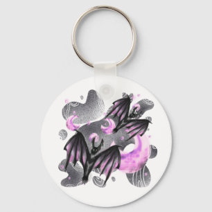 Llavero Mystic Purple Moon Bat Keychain