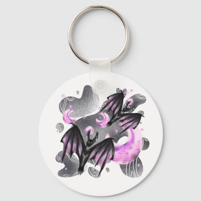 Llavero Mystic Purple Moon Bat Keychain (Anverso)