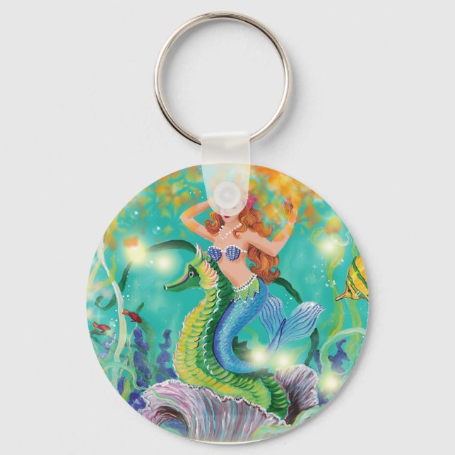 Llavero Mystical Mermaid n Seahorse Keychain (Anverso)