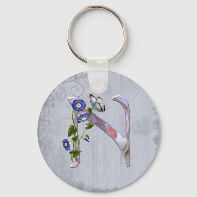 Llavero N inicial de mariposa precisa (Anverso)