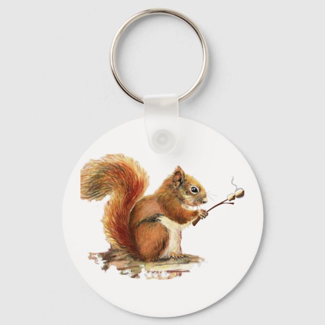 Llavero NACIDO PARA IR A CAMPING Fun Squirrel Cita Animal (Anverso)