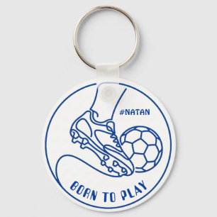 Llavero Nacido para jugar fútbol y nombre