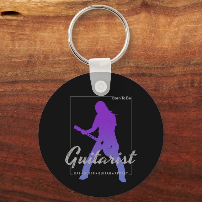 Llavero Nacido para ser guitarrista de músicos y miembro d (Anverso)