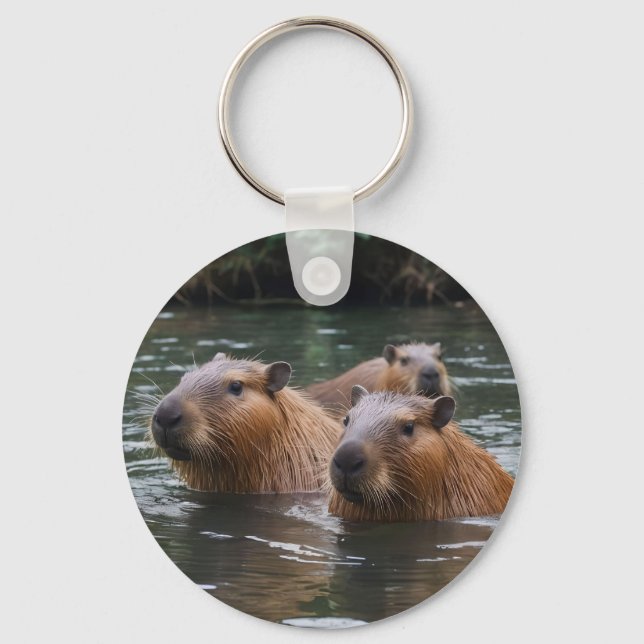 Llavero Nadando de capybaras en el río,  (Anverso)