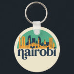 Llavero Nairobi Kenya Skyline Retro Cityscape Art<br><div class="desc">Diseño de ciudad de estilo vintage y retro con un hermoso paisaje, atracción turística y arte de paisajes urbanos. rascacielos Guay y artículos de ilustracion de silueta de construcción para turistas y viajeros. Perfecto como recuerdo para volver a casa cuando viaja por el mundo. Guarde la memoria de sus viajes...</div>