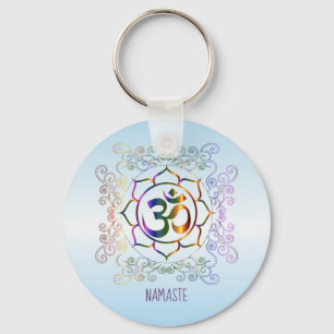 Llavero Namaste Aum (Om) Lotus Prismatic Ornamental