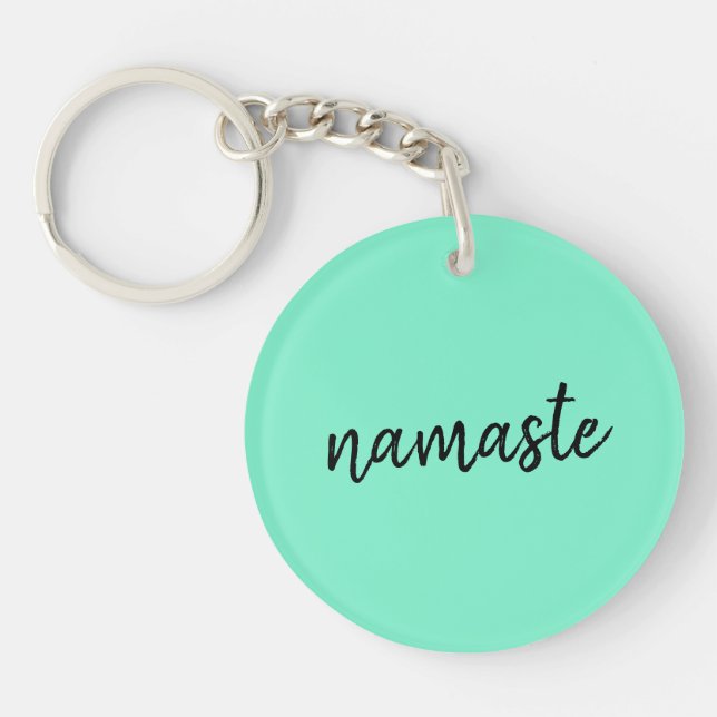 Llavero Namaste | Neo Mint Green Modern Yoga Espiritual (Frente)