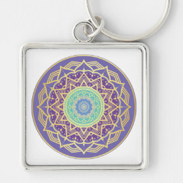 Llavero Namaste Púrpura Índigo Oro Turquesa Mandala Boho 