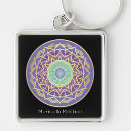 Llavero Namaste Púrpura Índigo Turquesa Mandala Boho