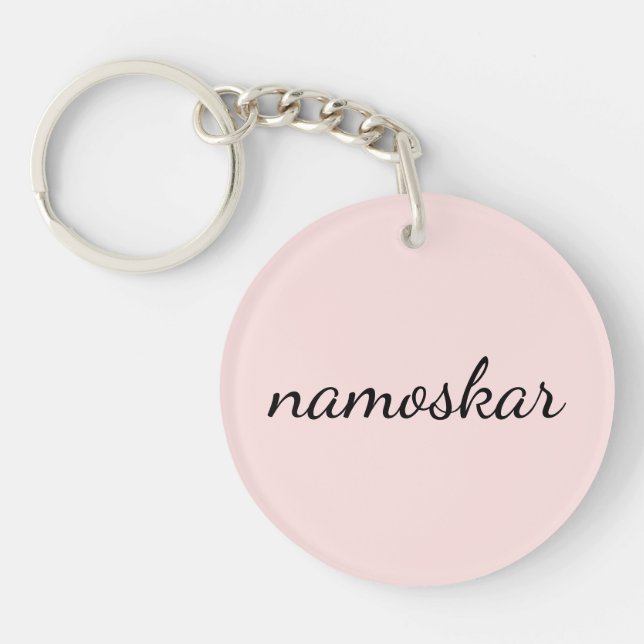 Llavero Namaste Vibes | Peachy Pink Yoga Meditation Design (Frente)