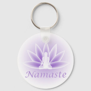 Llavero Namaste Yoga Lotus Mujer Flor Violeta Keychain