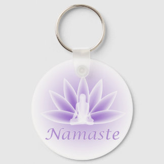 Llavero Namaste Yoga Lotus Mujer Flor Violeta Keychain