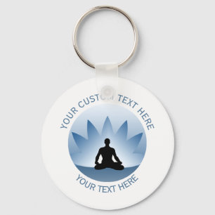 Llavero Namaste Yoga Lotus Pose Flower Blue Personalizado