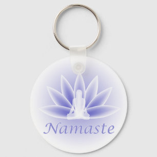 Llavero Namaste Yoga Lotus Woman Flower Blue Keychain