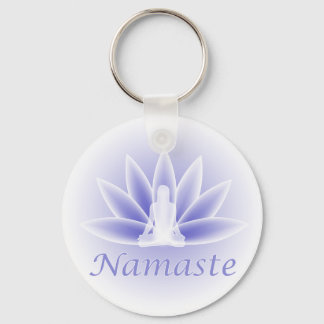 Llavero Namaste Yoga Lotus Woman Flower Blue Keychain