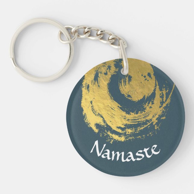 Llavero Namaste Yoga Meditation Instructor Blue Gold ZEN (Frente)