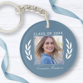 Llavero Name Class Of Photo Slate Blue 2 Sided Graduation