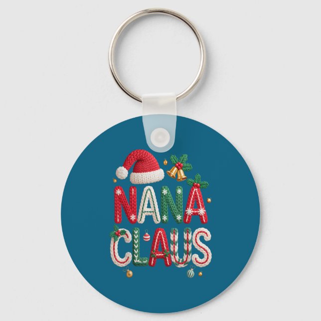 Llavero Nana Claus Santa Claus Grandma Family Matching Chr (Anverso)
